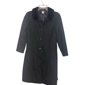 Gymboree Girls Black Wool Coat Size 12 Faux Fur Collar